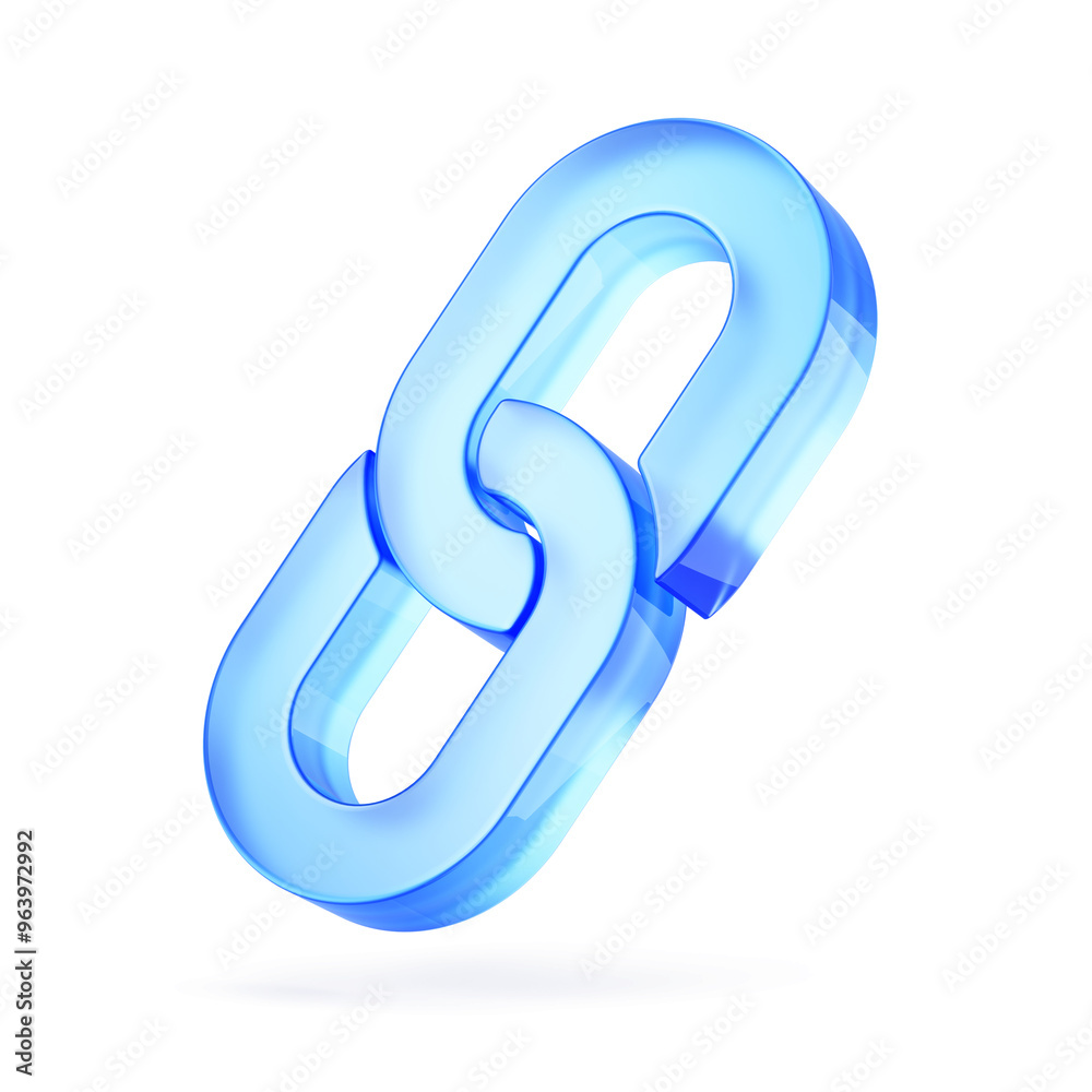 Chain link Icon isolated on white - Blue chain icon - 3d rendering Chain link Icon isolated on white - Blue chain icon - 3d rendering