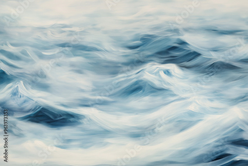 Abstract ocean waves, fluid blue seascape, calming water texture art