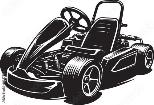 Go-cart silhouette vector illustration isolated on a white background