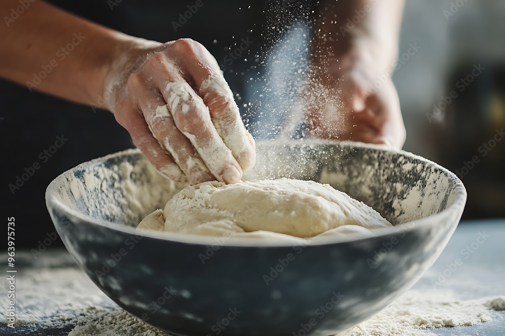baker kneading dough baker kneading dough