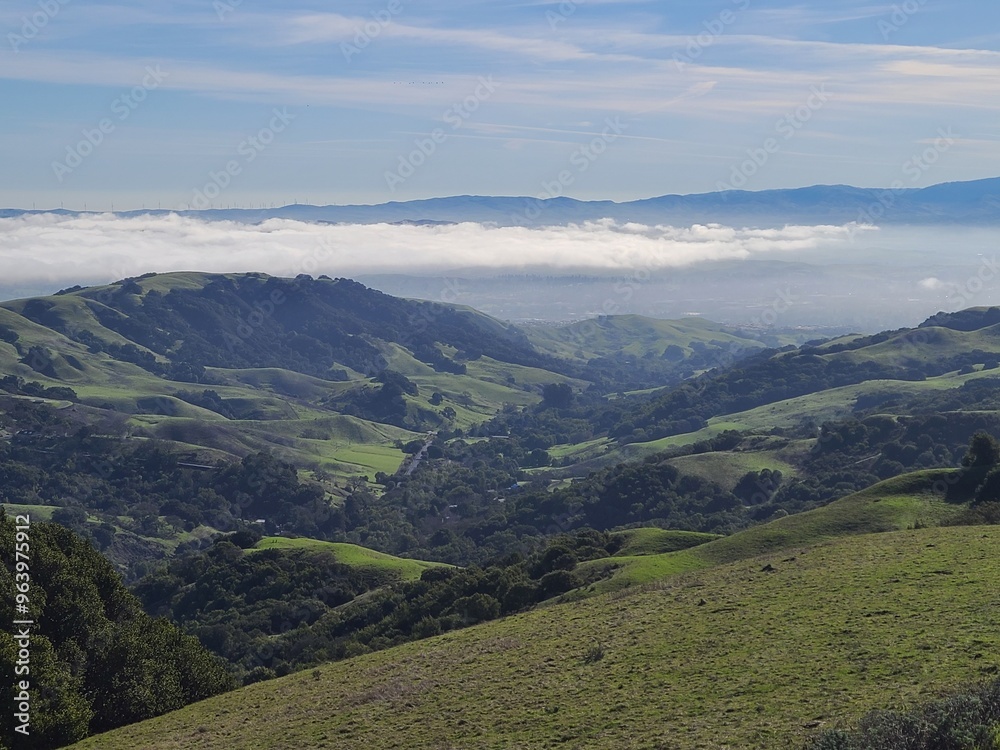 Low clouds and fog cover San Ramon Valley on a winter morning as seen from the East Bay hills Low clouds and fog cover San Ramon Valley on a winter morning as seen from the East Bay hills