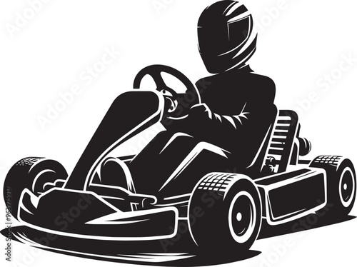 Go-cart silhouette vector illustration isolated on a white background