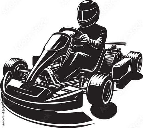 Go-cart silhouette vector illustration isolated on a white background