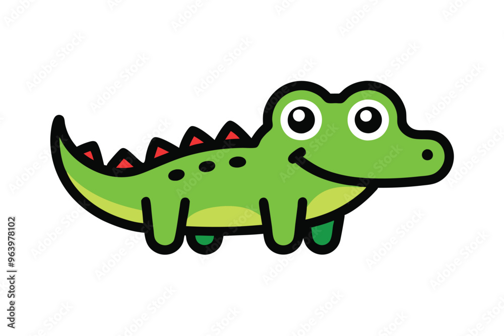 Cute Crocodile Line Art Vector Illustration Cute Crocodile Line Art Vector Illustration