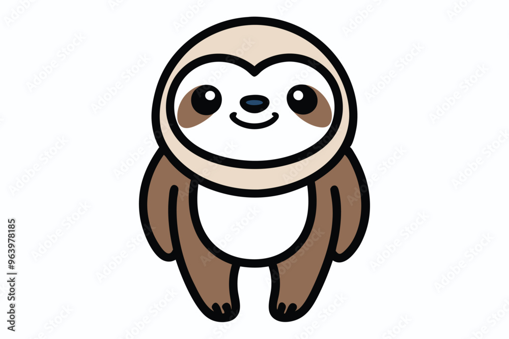 Obraz premium Cute Sloth Line Art Vector Illustration
