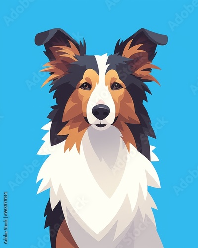 Wallpaper Mural Modern Flat Design Illustration of Collie with Blank Speech Bubble Torontodigital.ca
