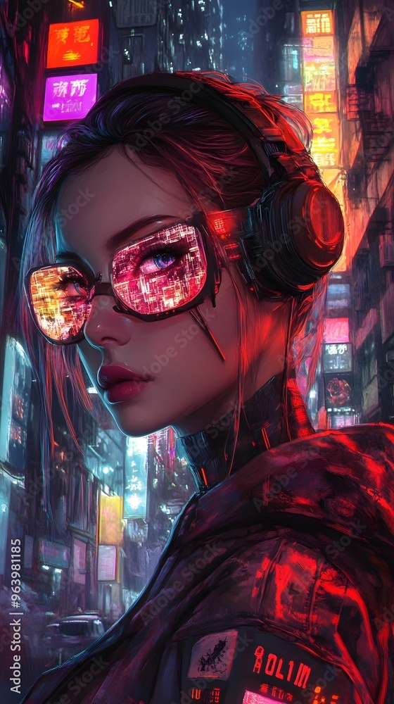 Obraz premium 84. An artist in a cyberpunk style, futuristic and edgy