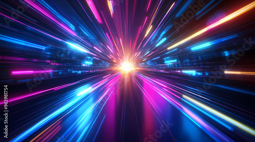 Future speed tunnel with flashing lights