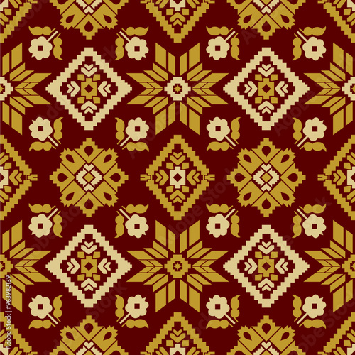 Seamless Geometrical Unique pattern can be use for making unlimited seamless pattern. This pattern can be apply for making tiles  pattern, fabric, embroidery, carpet, decorative, and background.