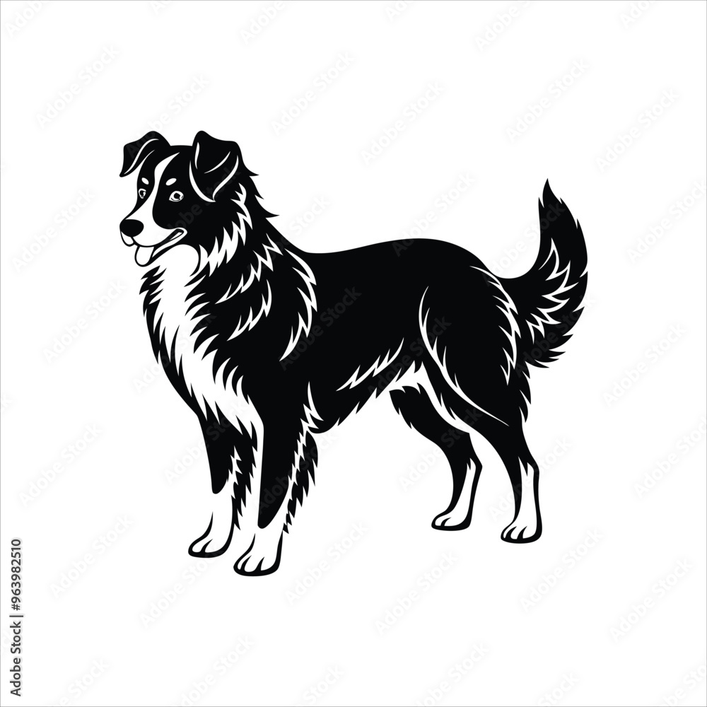 Silhouette of cute Australian shepherd dog vector clipart design Silhouette of cute Australian shepherd dog vector clipart design