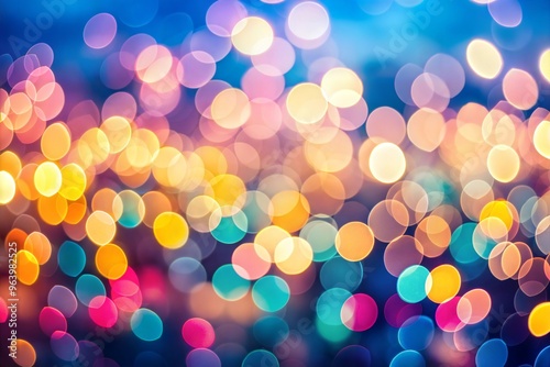 Vivid bokeh lights at night capturing serene urban ambiance in beautiful colors