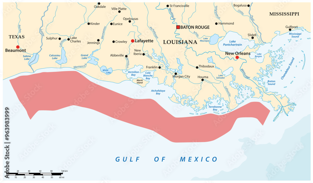 Map of the dead zone in the Gulf of Mexico Map of the dead zone in the Gulf of Mexico