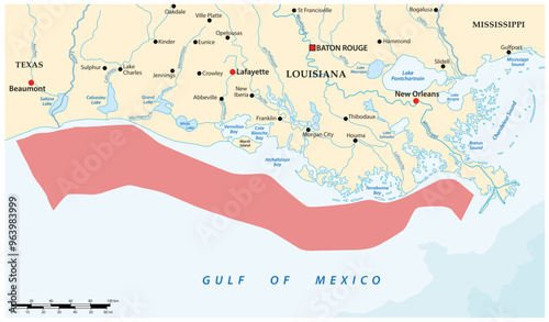 Map of the dead zone in the Gulf of Mexico