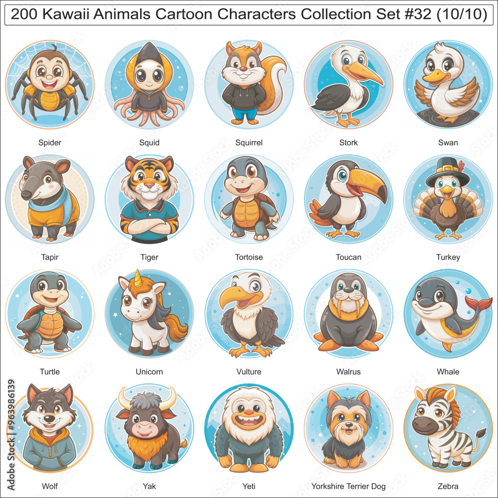Kawaii Animals Cartoon Characters Collection Set of 200 Isolated Animals Part 10 Kawaii Animals Cartoon Characters Collection Set of 200 Isolated Animals Part 10