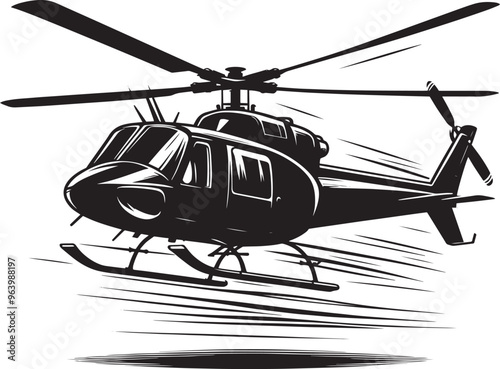 Modern Helicopter silhouette vector illustration isolated on a white background