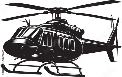 Modern Helicopter silhouette vector illustration isolated on a white background