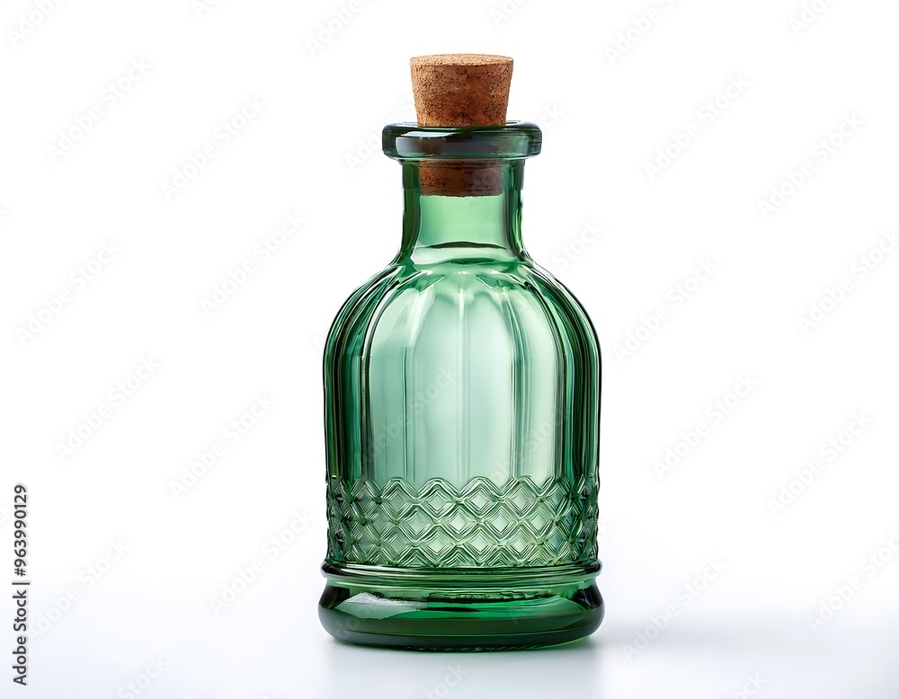 custom made wallpaper toronto digitalAn antique green glass bottle with a cork stopper, isolated on a white background