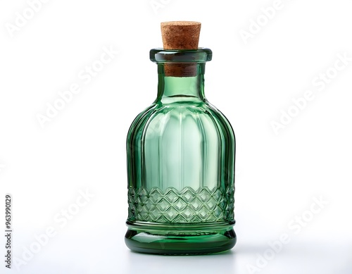 Wallpaper Mural An antique green glass bottle with a cork stopper, isolated on a white background Torontodigital.ca