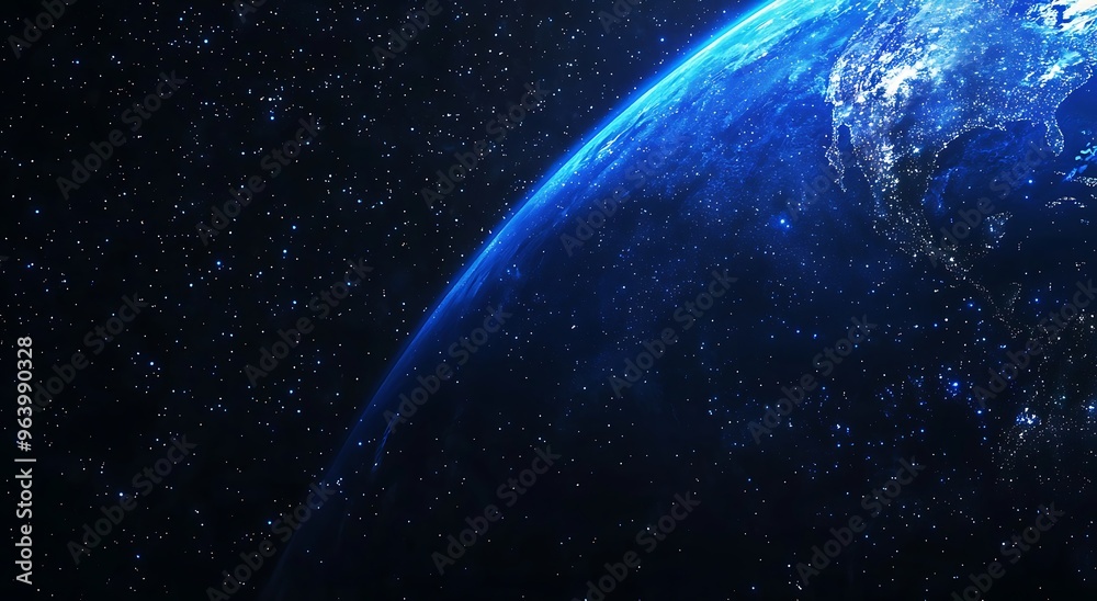 Obraz premium A Stunning View of Earth Surrounded by the Cosmic Night Sky