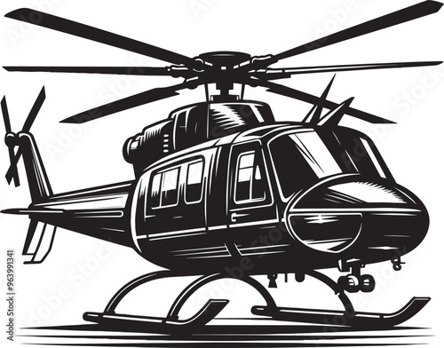 Modern Helicopter silhouette vector illustration isolated on a white background