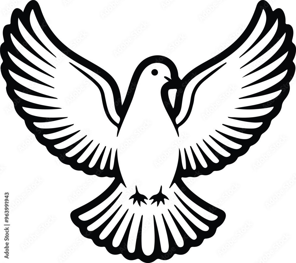 Fototapeta premium Dove head silhouette vector art illustration.