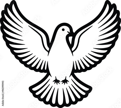 Dove head silhouette vector art illustration.