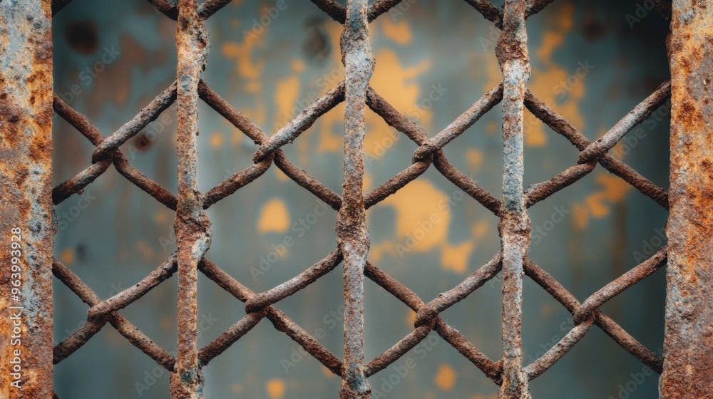 Fototapeta premium Window mesh closeup, rusted