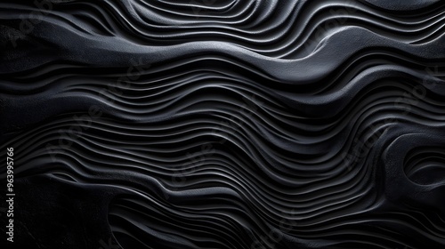 Abstract Black Wavy Pattern Background