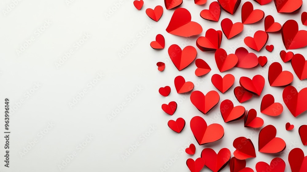 Crimson hearts, white canvas, aerial Crimson hearts, white canvas, aerial