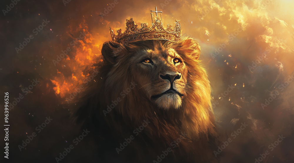 Fototapeta premium Lion crown christian concept art