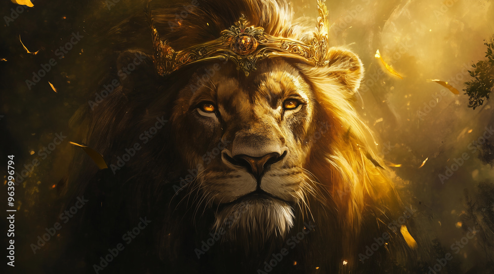 Naklejka premium Lion crown christian concept art