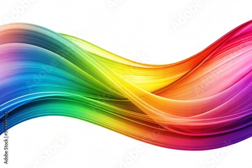 Colorful abstract waves in motion with red green blue yellow flowing lines on white