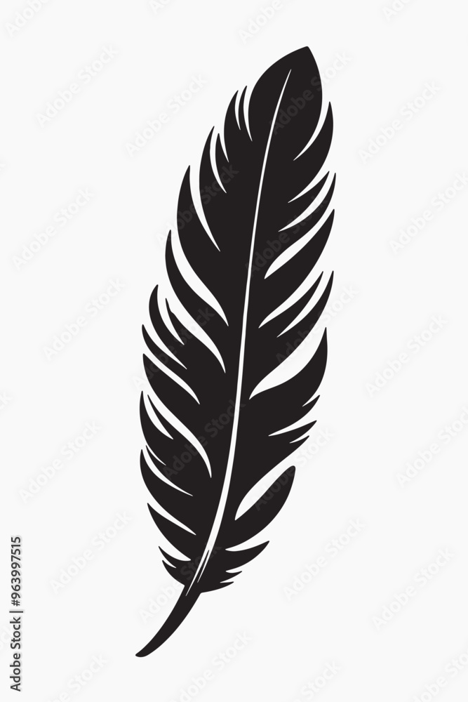 Fototapeta premium Elegant black feather silhouette art