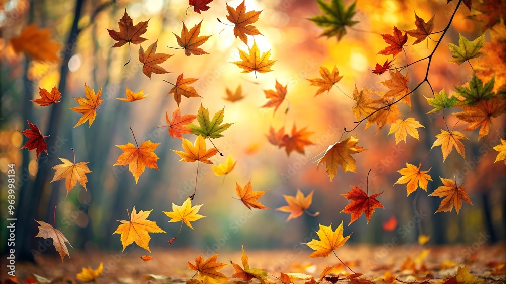 Autumn Tranquility: Captivating Scene of Colorful Falling Leaves in a Serene Nature Setting, Evoking the Beauty and Serenity of the Fall Season. Autumn Tranquility: Captivating Scene of Colorful Falling Leaves in a Serene Nature Setting, Evoking the Beauty and Serenity of the Fall Season.