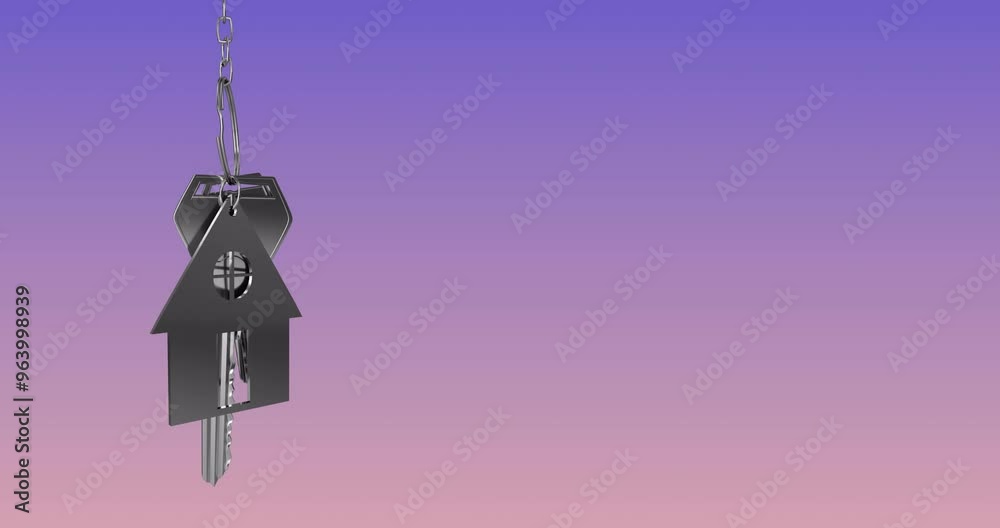 Animating house-shaped keychain over gradient background Animating house-shaped keychain over gradient background