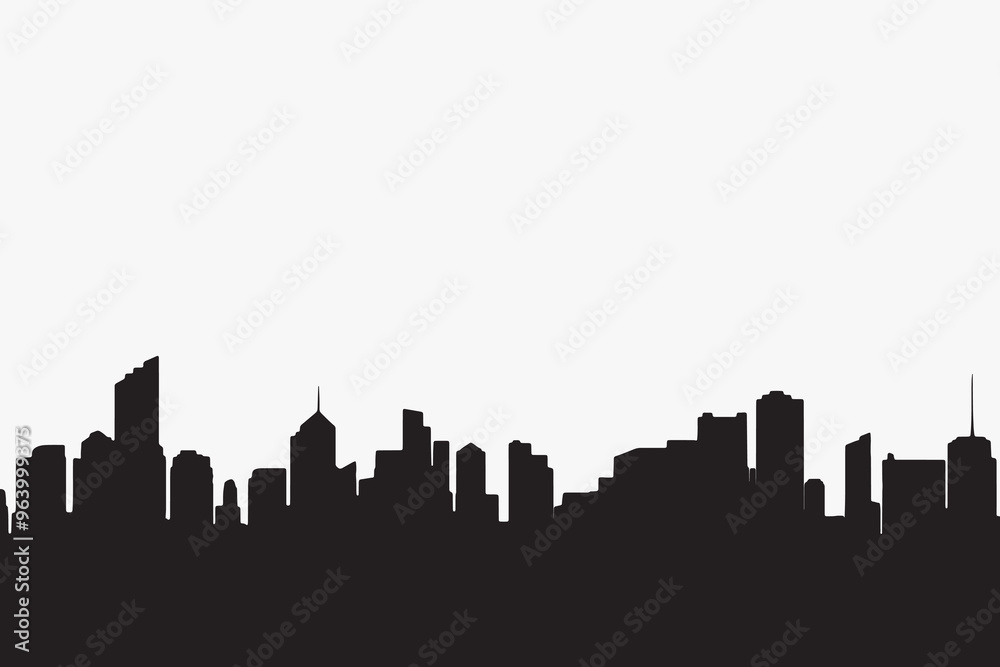 Modern city skyline silhouette art Modern city skyline silhouette art