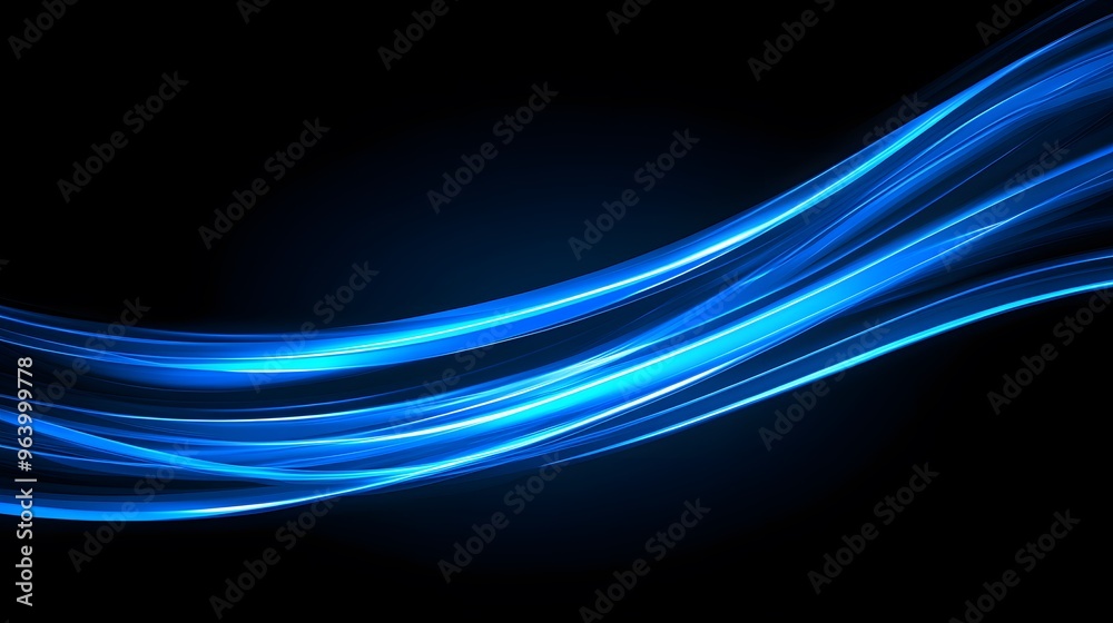 Abstract Blue Glowing Lines on Black Background Abstract Blue Glowing Lines on Black Background