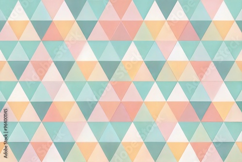 Vibrant geometric pastel pattern of colorful interlocking triangular shapes in beautiful symmetry