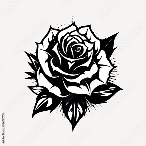 Bold black rose tattoo design