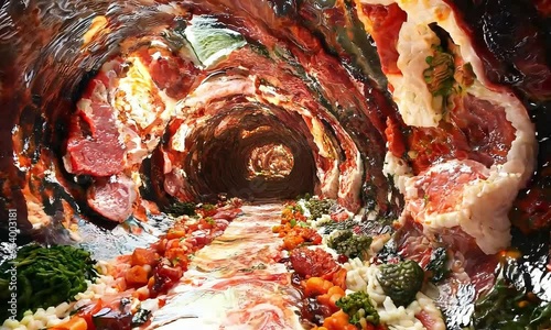 Carnivorous Corridor: A Journey Through Meat, 4K Video Stock. photo