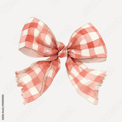 Red checkered bow illustration