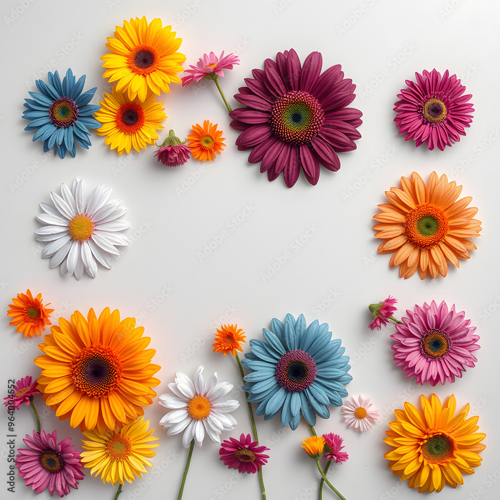 Floral pattern featuring vibrant pink and yellow gerbera daisies, perfect for spring and summer design projects Floral pattern featuring vibrant pink and yellow gerbera daisies, perfect for spring and summer design projects