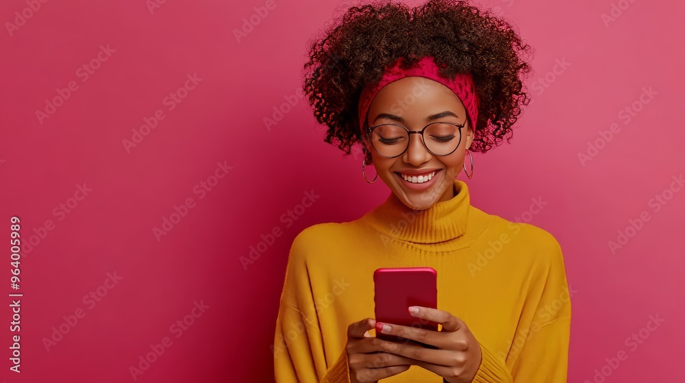 Millennial uses app on smartphone. Millennial uses app on smartphone.