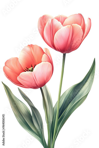 Flowers and Buds - Blooming and vibrant nature Hyperrealistic Isolated white plain Transparent Background Highly Detailed 