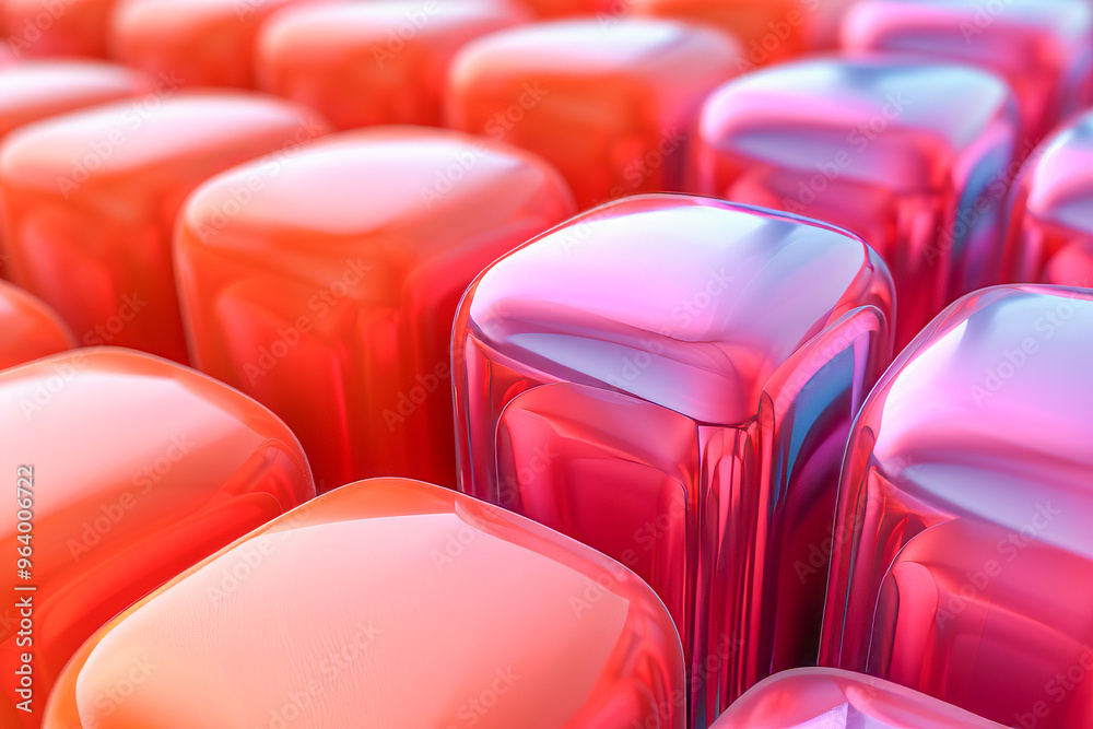Fototapeta premium Abstract background of glossy pink cubes forming a pattern