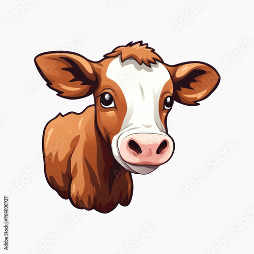 Cute cartoon cow head illustration