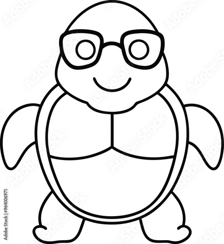 Charming Turtle with Glasses Vector Illustration for Creative Projects 