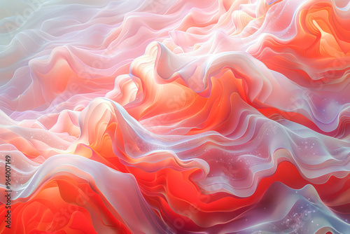 Abstract red and pink waves background flowing in motion