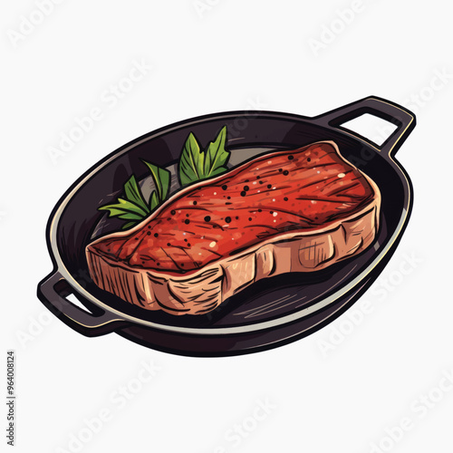 Delicious grilled steak illustration