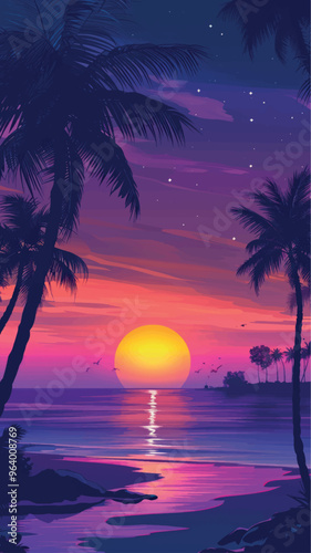 Tropical sunset beach paradise